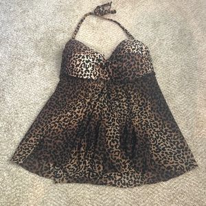 Leopard Print Tankini Top